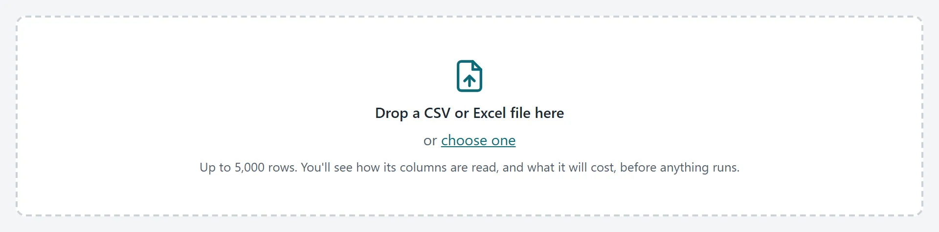 The drop area on the Files page