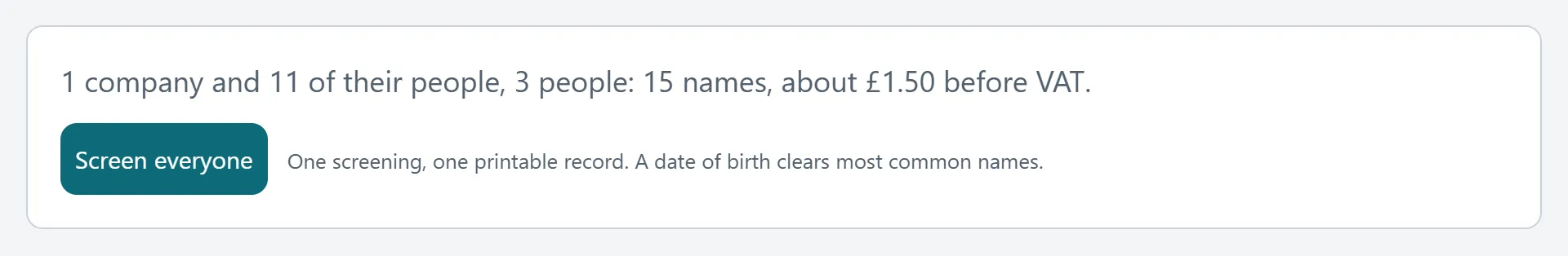The total: how many names, and the cost